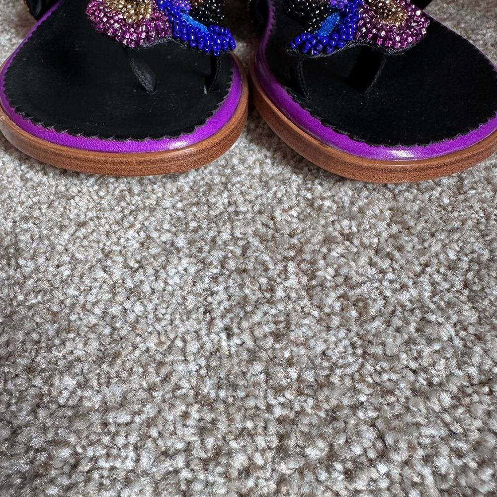 Beverly Feldman Purple Beaded Sandals - Picture 6 of 8